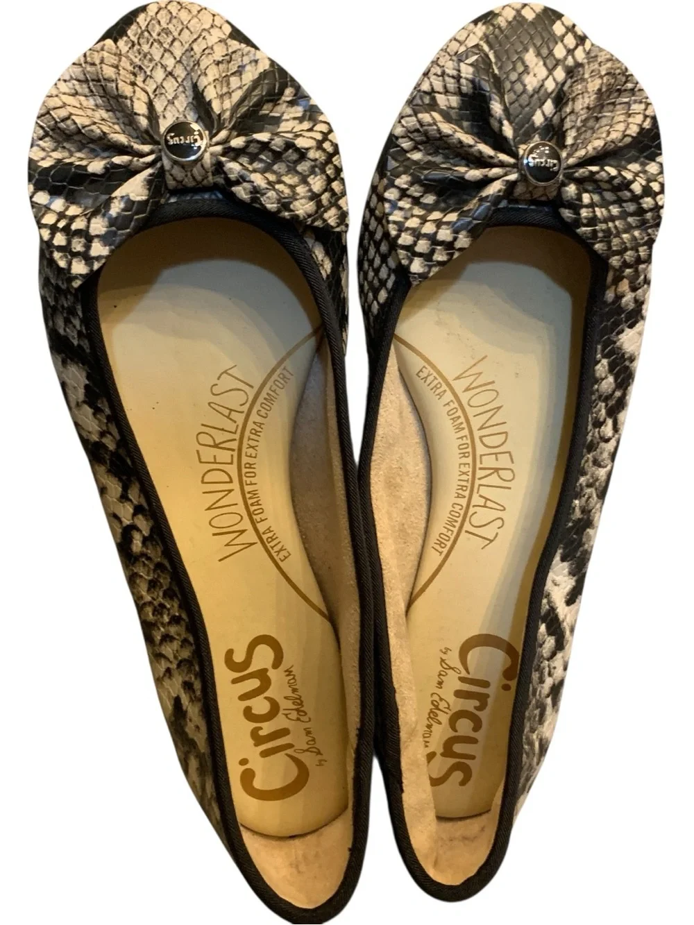 Circus by Sam Edelman Black and White Snake-Print Ballet Flats